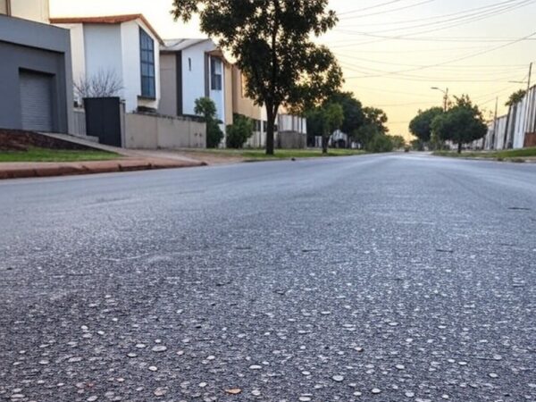 Viatura da polícia e ambulância em rua de Vicente Pires, DF, após incidente de agressão.