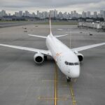 Avião da Gol no Aeroporto de Congonhas em São Paulo, representando a companhia aérea fundada por Constantino Junior.