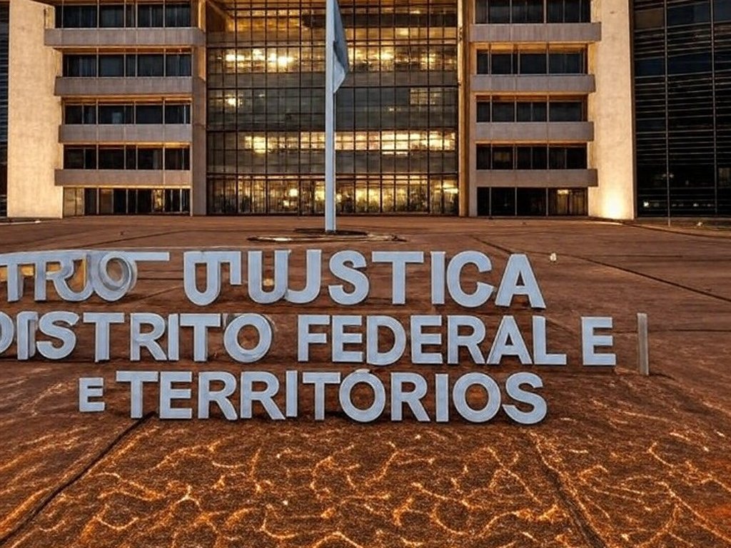 Edifício do TJDFT em Brasília com bandeira a meio mastro, simbolizando luto pela morte de desembargador.