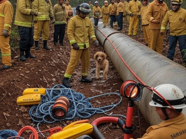 Resgate de filhote de cachorro de tubulação de 10 metros pelos bombeiros no Lago Norte, DF.