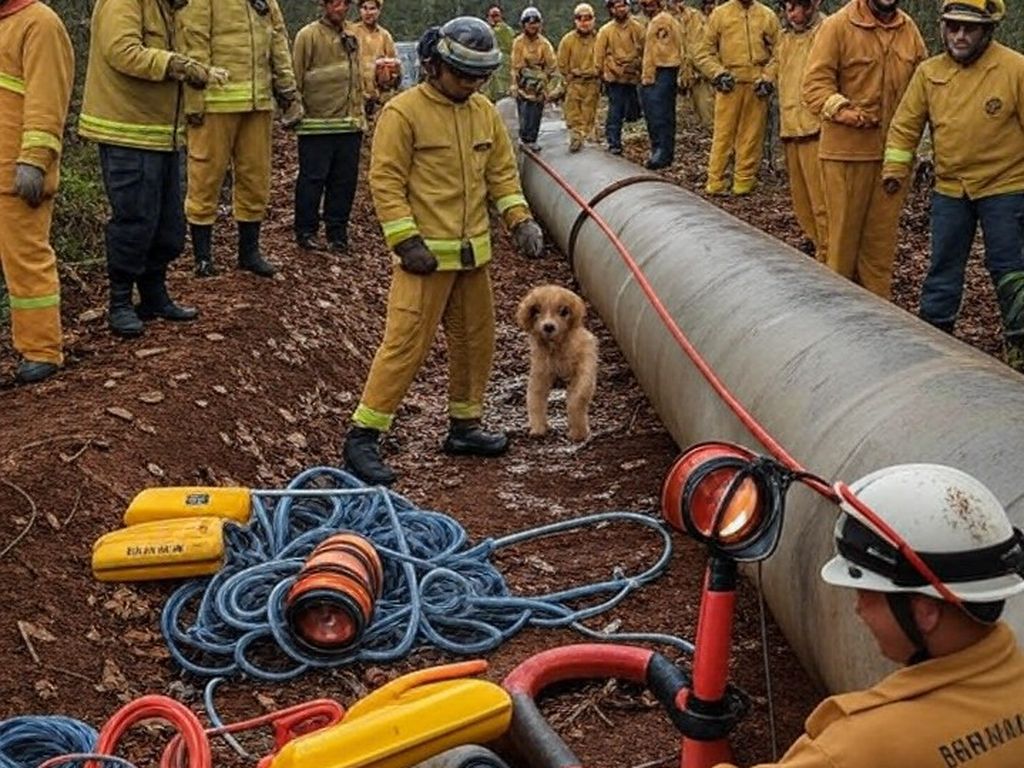 Resgate de filhote de cachorro de tubulação de 10 metros pelos bombeiros no Lago Norte, DF.