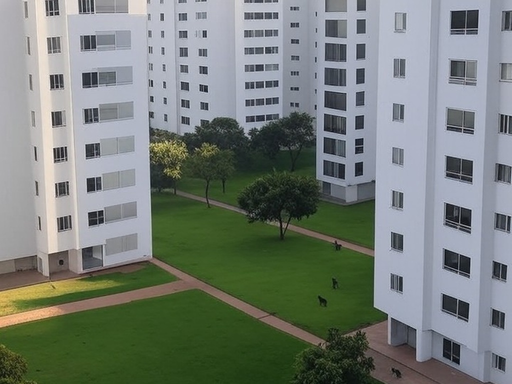 Condomínio em Brasília com portão fechado e áreas negligenciadas, representando descaso com protetores de animais.