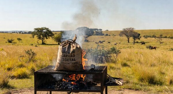 Saco de carvão que acende sozinho em churrasqueira gaúcha, inovação de empreendedor do RS faturando R$ 1 milhão.