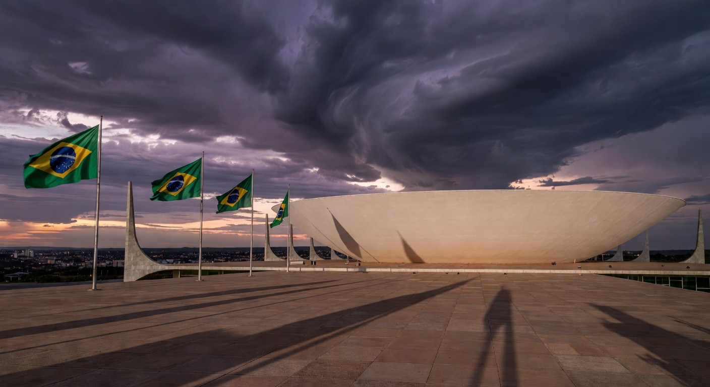 Fachada da Câmara Legislativa do DF em Brasília, sob céu nublado, representando críticas ao Prêmio Marielle Franco por falhas em direitos humanos.