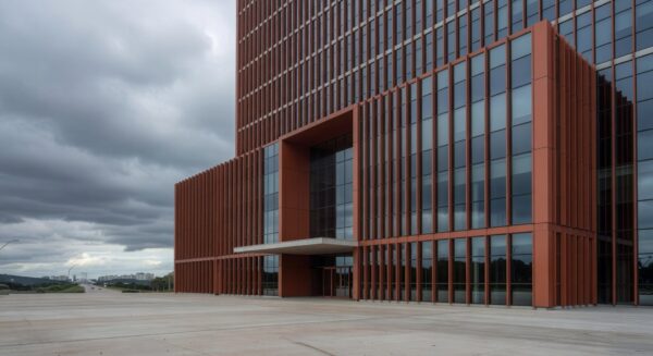 Fachada de hospital em Brasília representando internação por broncopneumonia bacteriana.