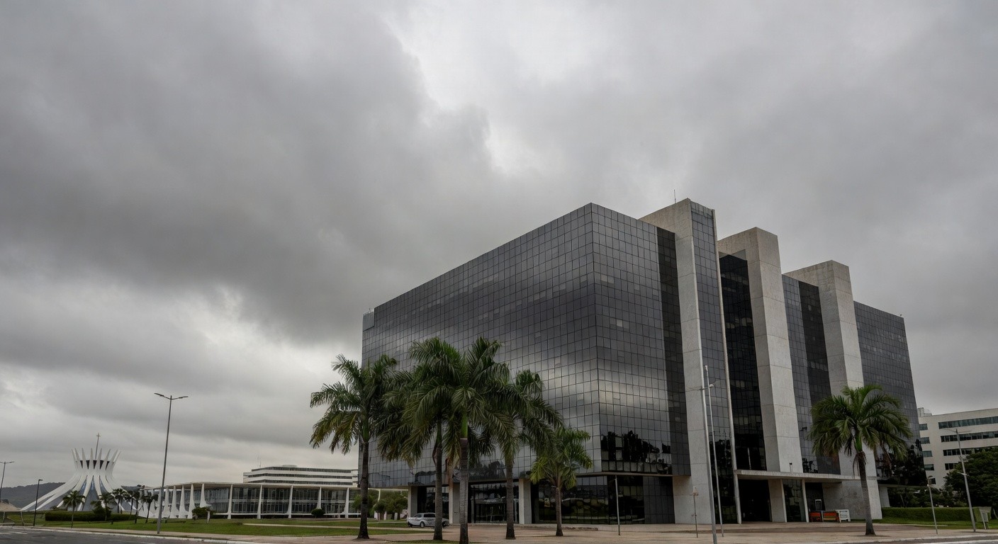 Fachada do Banco de Brasília sob céu nublado, representando suspeitas de irregularidades no BRB.