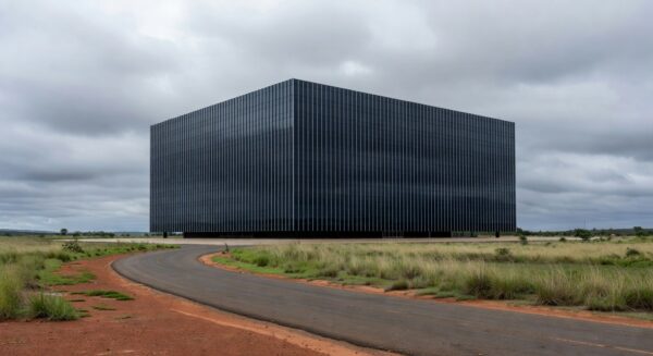 Edifício da Caesb em Brasília com bandeira a meio mastro, simbolizando luto pela morte de advogado Marcelo Reis.