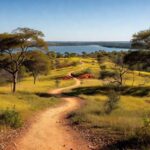 Paisagem natural da Serrinha do Paranoá em Brasília, com vegetação do Cerrado e Lago Paranoá, representando novo parque ambiental.