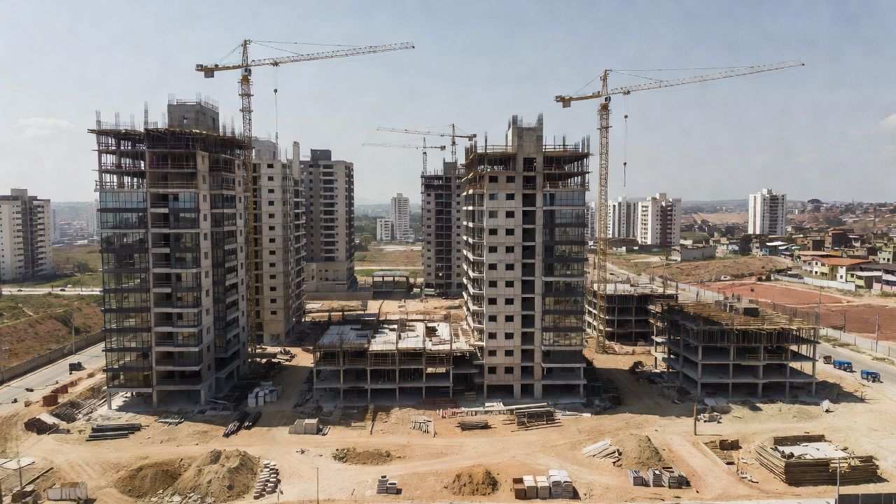 Complexo habitacional em expansão com novos empreendimentos imobiliários no Brasil