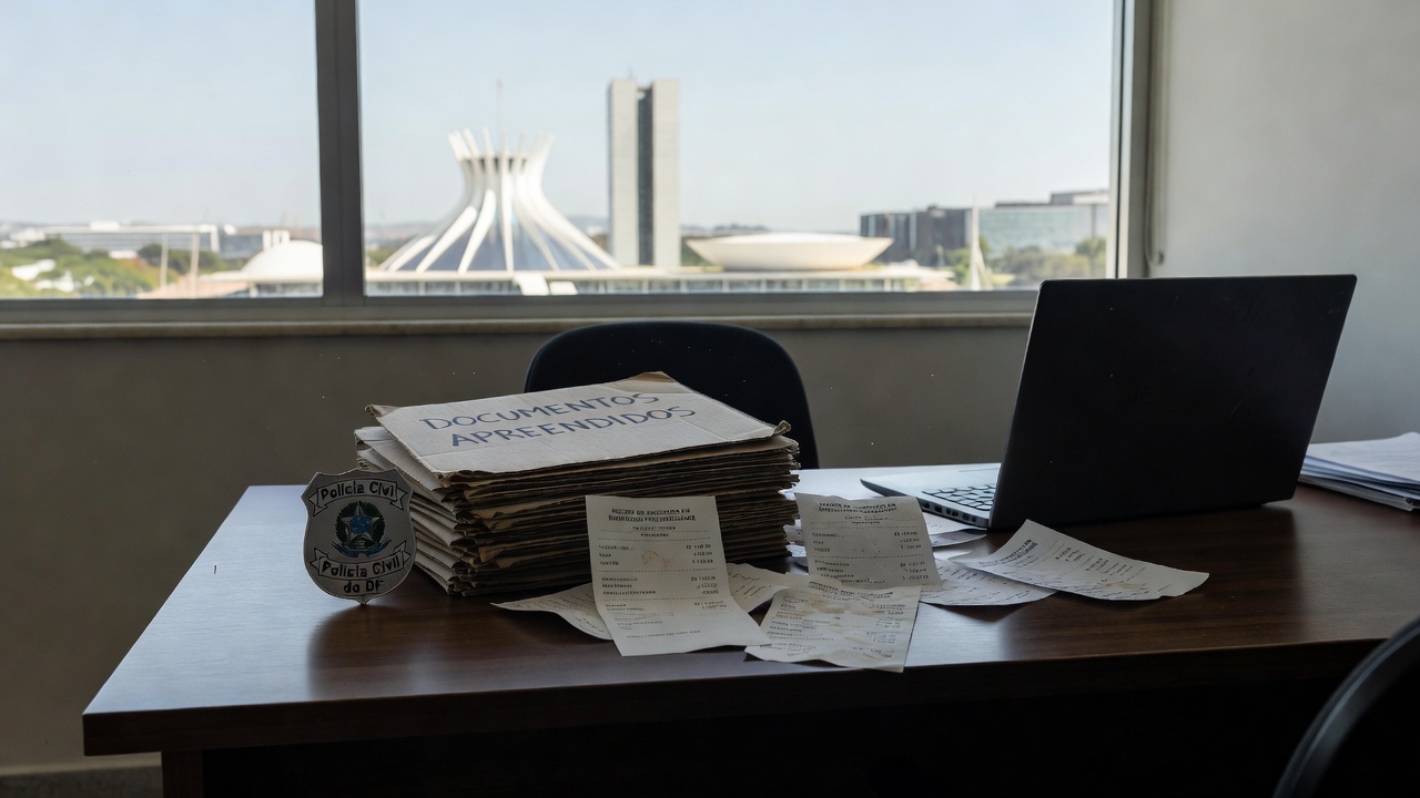 Documentos apreendidos pela Polícia Civil sobre descontos irregulares em aposentadorias no DF