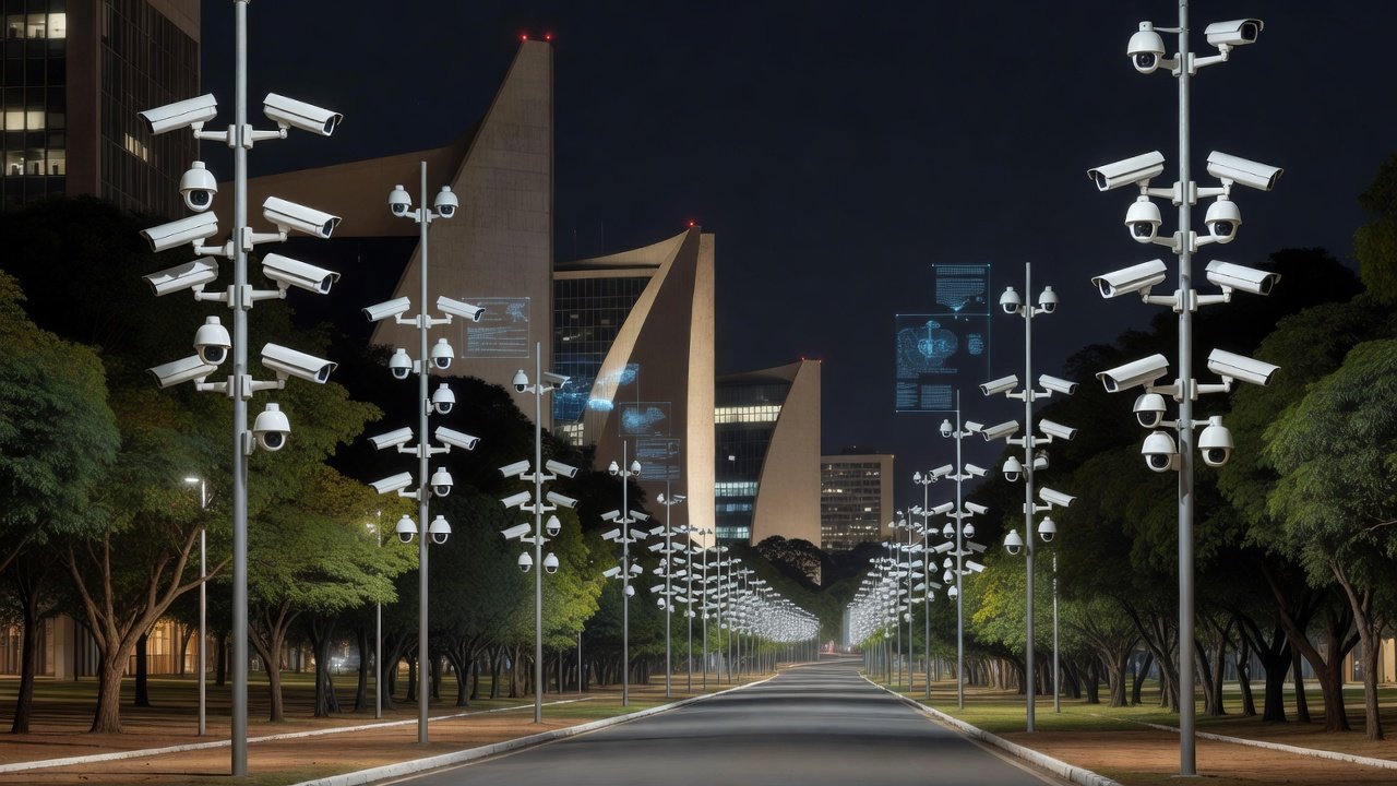 Câmeras do sistema DF 360º com IA da SSP-DF em Brasília