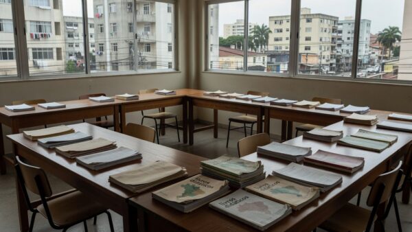 Coordenação Regional de Ensino no DF com documentos e materiais sobre aposentadoria especial