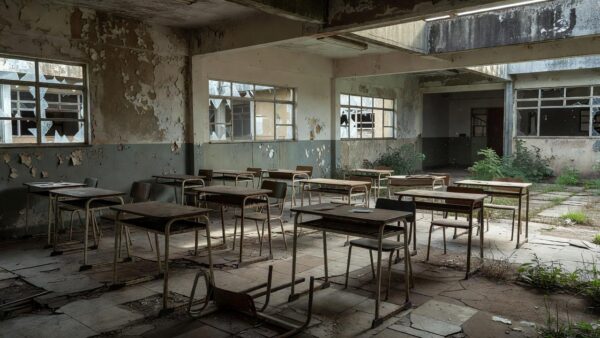 Escola pública deteriorada em Brasília evidenciando precariedade