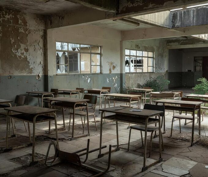 Escola pública deteriorada em Brasília evidenciando precariedade