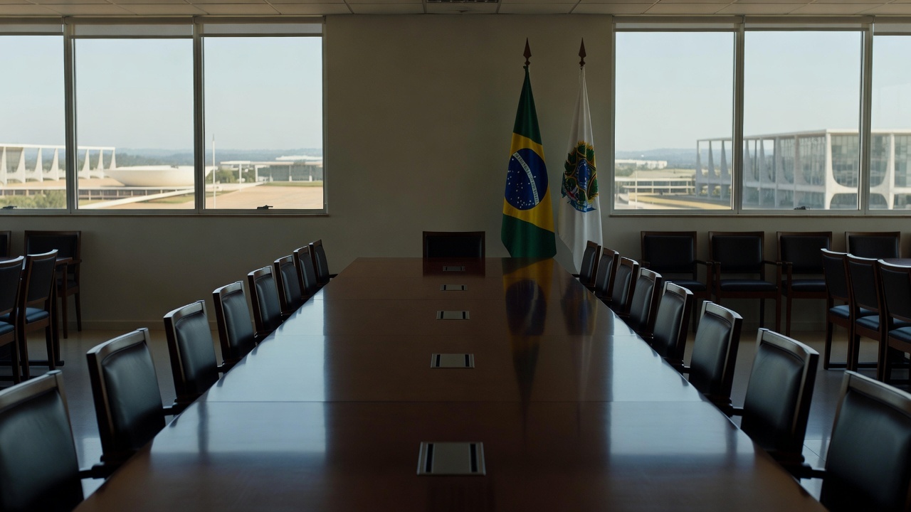 Sala de reuniões vazia no Congresso Nacional em Brasília sobre negociações do MDB-DF