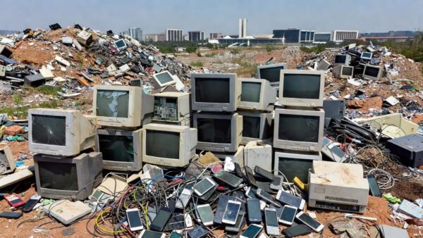 Pilhas de lixo eletrônico acumulado no Distrito Federal