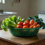 Cesta verde com vegetais frescos para beneficiários do Cartão Prato Cheio no DF