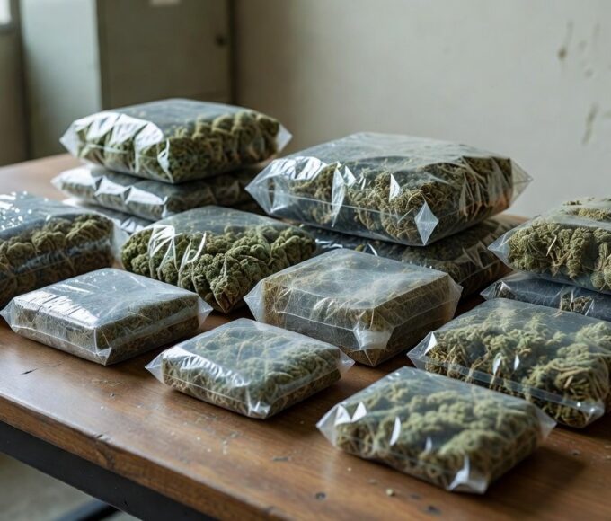 Pacotes de maconha apreendidos em operação antidrogas no Brasil