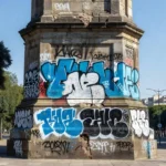 Bens públicos vandalizados em praça de Brasília com pichações e danos