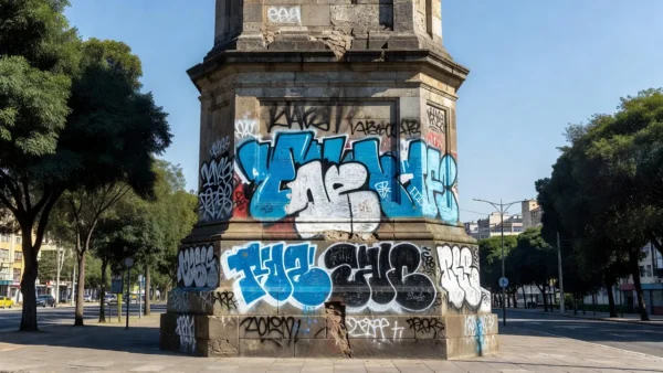 Bens públicos vandalizados em praça de Brasília com pichações e danos