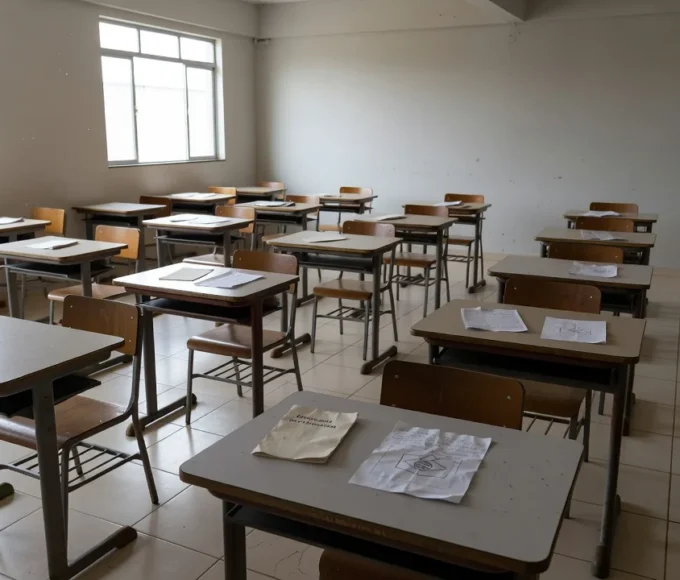 Prédio da Escola do Legislativo com materiais do projeto Infância Cidadã limitado