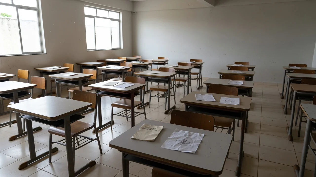 Prédio da Escola do Legislativo com materiais do projeto Infância Cidadã limitado