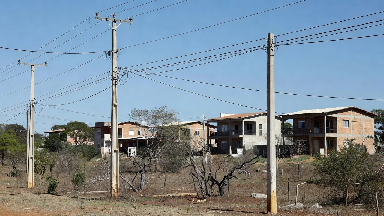 Linhas de energia em área residencial do Lago Norte e Jardim Botânico, Brasília, com interrupção de energia.
