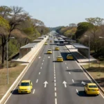 Corredor BRT Sul em Brasília com táxis autorizados