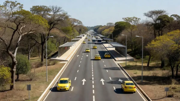 Corredor BRT Sul em Brasília com táxis autorizados