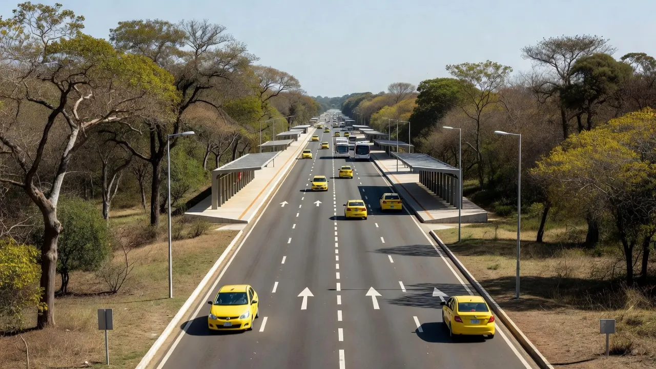 Corredor BRT Sul em Brasília com táxis autorizados