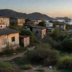 Assentamento rural Nova Jerusalém com casas e terras demarcadas, simbolizando insegurança jurídica