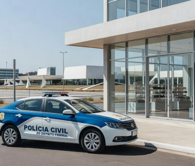 Prateleiras de cosméticos e suplementos em farmácia do Distrito Federal