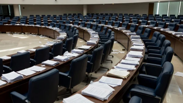 Plenário da CLDF em Brasília com documentos orçamentários representando falha na fiscalização