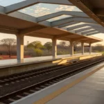 Estação e trilhos do metrô em Brasília representando expansão do sistema