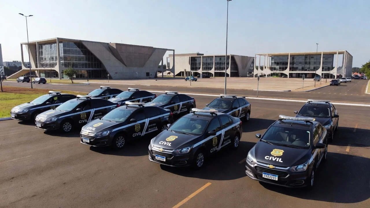 Viaturas da Polícia Civil do DF em operação contra agiotas e extorsão